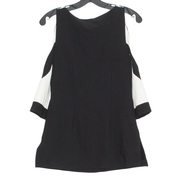 Boston Proper Top Cold Shoulder Minimalist Classic Retro Preppy Black White XS - Picture 2 of 6